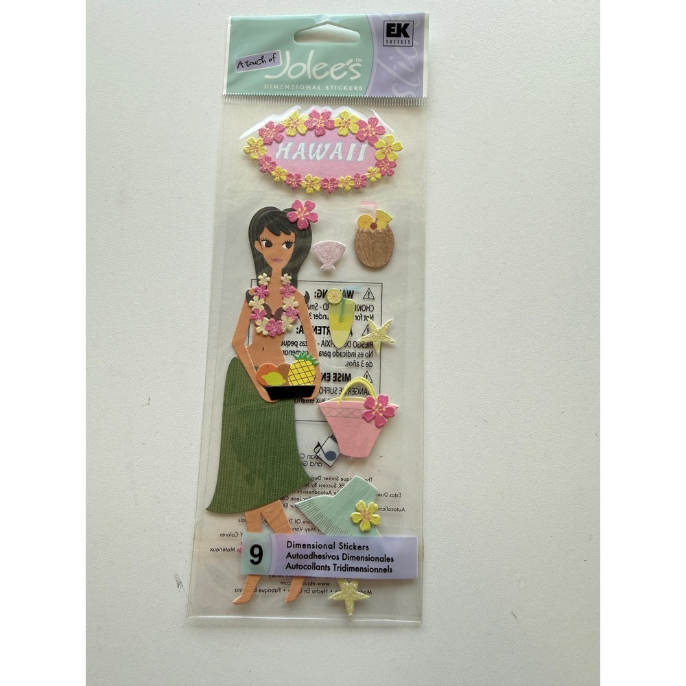 EK Success A Touch of Jolee's Hawaii Dimensional Stickers Hula Girl SPJJ035 NEW